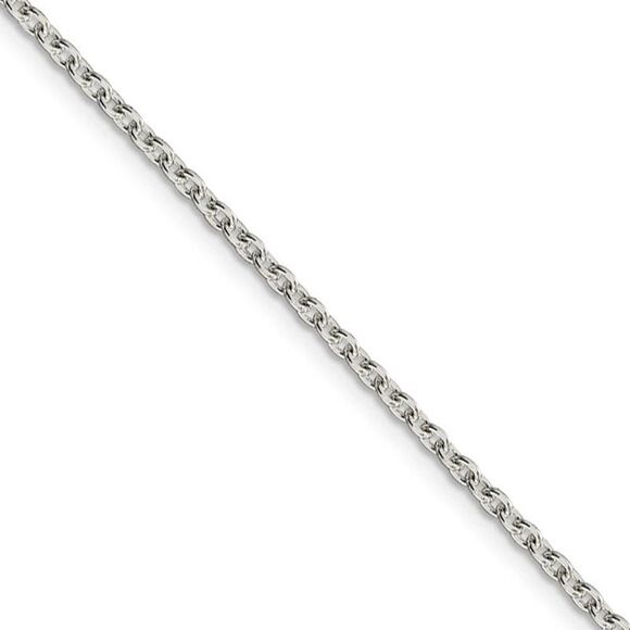 2.25mm Sterling Silver Classic Solid Cable Chain Necklace 30 Inch